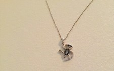 OTC Designer Signed STER. SILVER DIAMOND & BLACK SPINEL MONKEY PENDANT NECKLACE