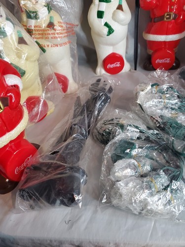 VTG COCA-COLA SET SANTA AND POLAR BEAR 10" CHRISTMAS LAWN LIGHTS 90'S BLOW MOLDS - Picture 10 of 12