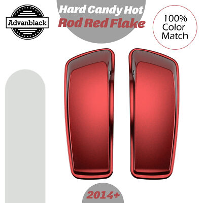Hard Candy Hot Rod Red Flake Normal Stretched Saddlebag Lids Fits Harley 2014+