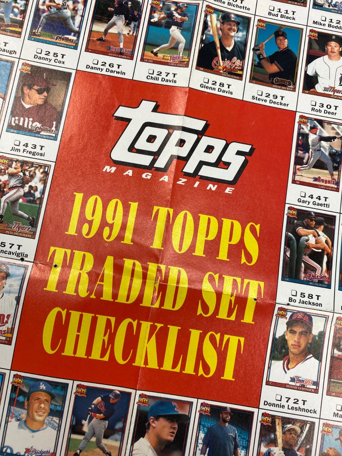 1991 Topps Baseball Card Checklist Poster from Topps Magazine eBay