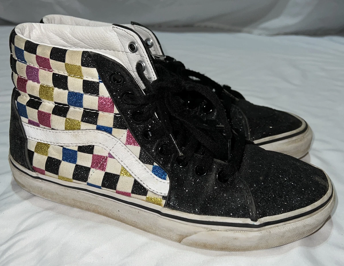 Pink yellow and blue checkered deals vans