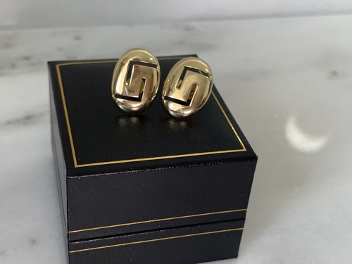 14K Gold Vintage Earrings, Large Oval Studs 14ct Gold - Picture 2 of 10