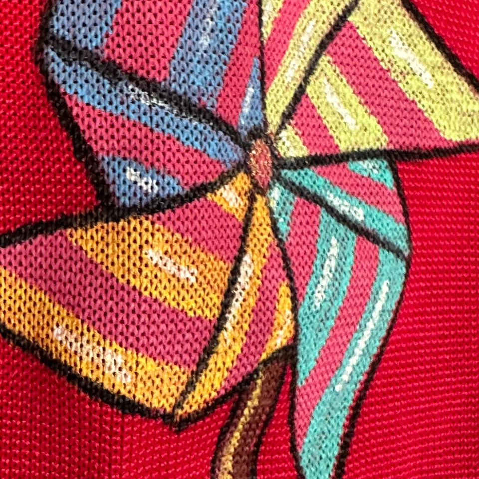 Винтажный 70-х трубка верхний без бретелек рубашка красный вязаный Pinwheel рокабилли маленький фестиваль NWO - Изображение 2 из 4