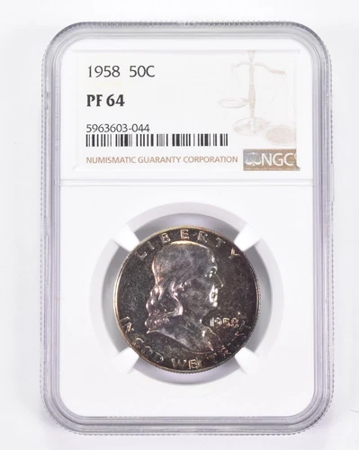PF64 1958 Franklin Half Dollar - Graded NGC Toned! *8794