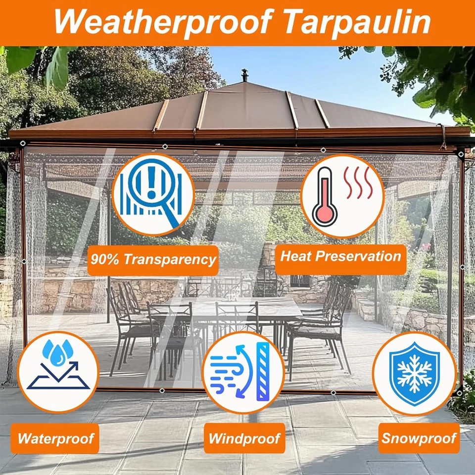 TELO TELONE TRASPARENTE IN POLIETILENE OCCHIELLATO CON RINFORZO PVC IMPERMEABILE - Immagine 4 di 4