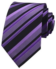 Men's Plaid Check Stripe Ties Pattern Business Formal One Size Purple Black