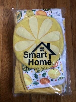 NEW Vintage (Deadstock) Lemon & Lime Patterned (7) Piece Kitchen Towel Set