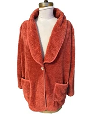 Soft Surroundings Cozy Fleece Jacket Pumpkin Color Pockets Size M