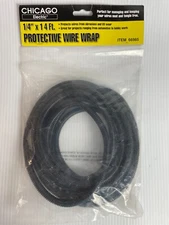 1/4" diameter X 14 ft PROTECTIVE COIL Black Loom Plastic Split cable cord wrap