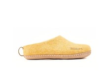 Mustard Handmade Indoor Open Heel Slippers with Leather Sole