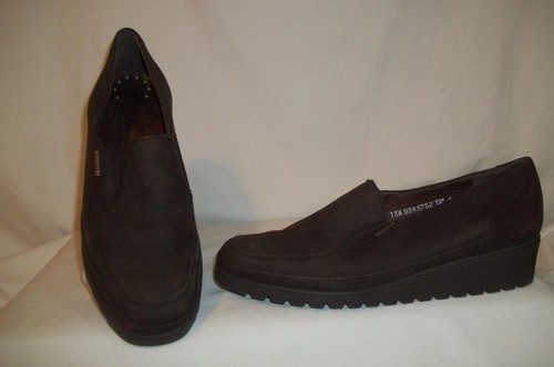 Mephisto Zapatos Tacón De Cuña De Cuero Marrón Oscuro 8.5 | eBay