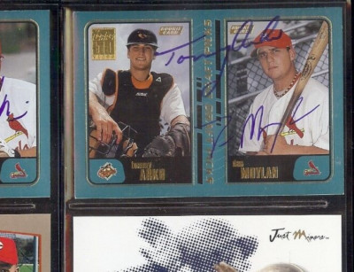 TOMMY ARKO Orioles - DAN MOYLAN Cardinals 2001 Topps DUAL SIGNED AUTOGRAPH