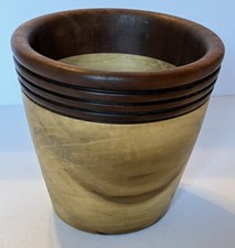 Hand Turned Walnut And Poplar Wood Bowl 5 Inches X 4 3/4