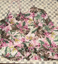 Victoria  s Secret Satin Cami Style Pajama Set Jungle Print Fern Top XL Bottom M