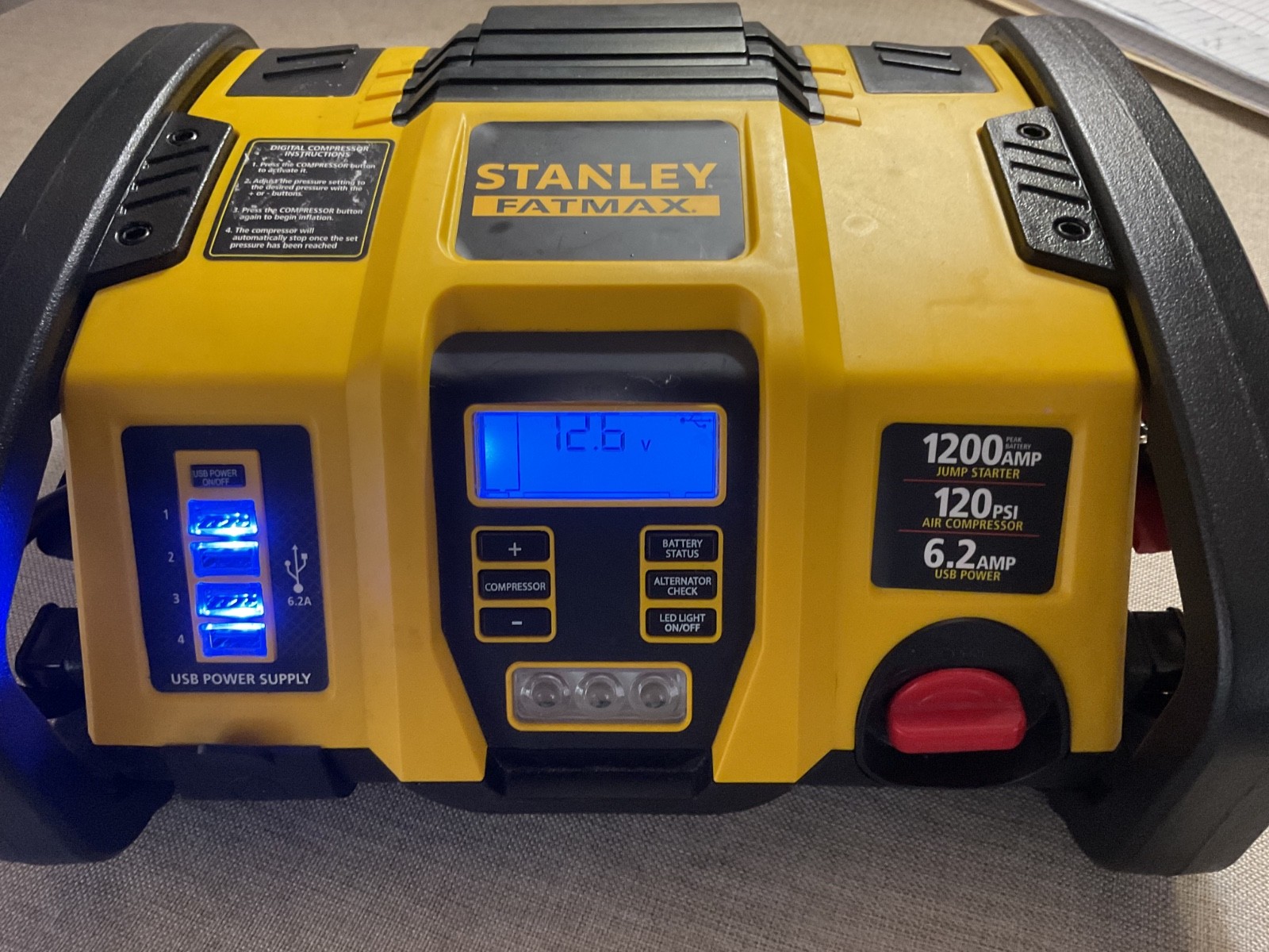 Stanlet Fatmax 1200 Jump starter with Air Compressor