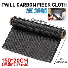 40-118 Real Carbon Fiber Cloth Fabric Roll 3k 200gsm 2x2 Twill Weave Black