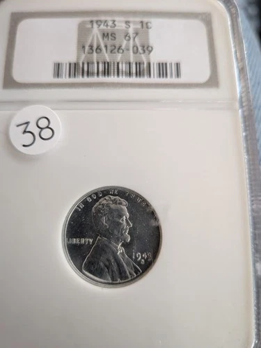 1943-S Lincoln Wheat Steel Cent  NGC  MS67 Blast White