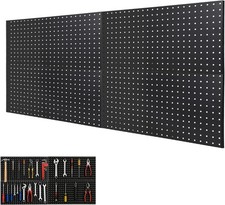 Steel Pegboard Panels 12x24 in, 2  4 Pack, Fits 1/8,1/4 in Hooks,Garage Organizer