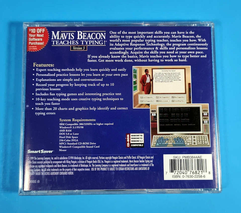 Mavis Beacon Teaches Typing Ver. 3 CD-ROM for Windows 3.1 & 95 by Softkey VTG - Image 2 of 4