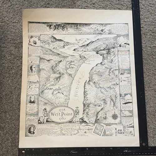 Vintage Map Of West Point USMA Military Academy 1778-1780 (Reproduction) 16x20”