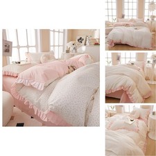 LifeTB Pink Flower Duvet Cover Twin XL 3 Pieces Ruffle Floral Duvet Cover Girls