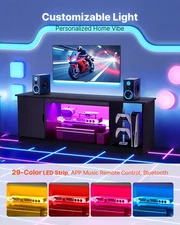 TV Stand for TVs up to 65 in Modern Entertainment Center with Glass Shelf