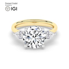 Round Diamond Trilogy Ring 18k Yellow Gold Labgrown 5.50 Ct Solitaire
