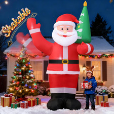 9FT Christmas Inflatables Waving Santa Claus 2025 NEW LED Outdoor Decoration