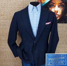 Pendleton Men s Size 44 R Navy Blue Fall/Winter Wool Blazer Brass Crest Buttons