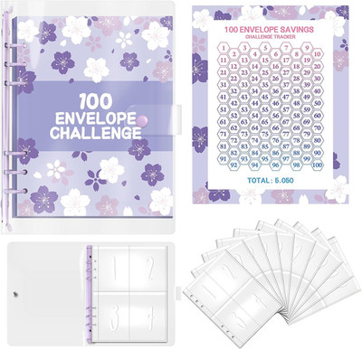 100 Envelope Saving Challenge, Sparchallenge Budgetplaner A5 Ringbuch mit Challe