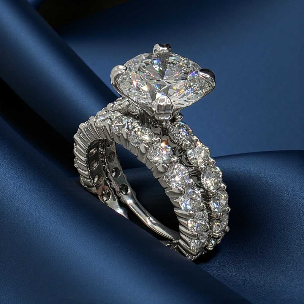 6.20 Ct D VS1 Round Diamond Engagement Ring Set IGI Certified Lab