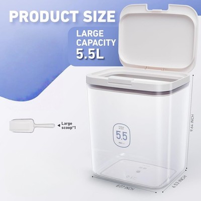 Laundry Detergent Dispenser with One-Press Lid, Clear Powder container W Scoop