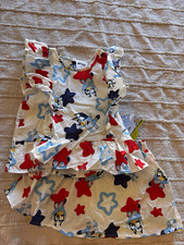 Bluey Girls 2-Piece Cotton Skirt Set 5T Ruffle Short Sleeve Top Red/White/Blue