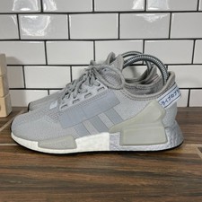 adidas NMD R1 v2 J Shoes Youth Boys Size 4 Gray Silver Lace Up Boost Sneakers