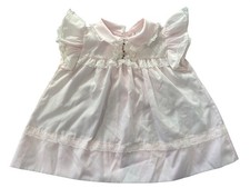 Vintage 80s Alexis Baby Dress Size 6 Months Light Pink Lace Trim Ruffle Sleeve