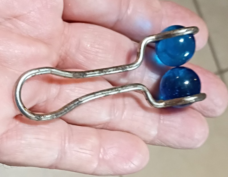 Very Old BLUE GLASS MARBLE RAZOR BLADE SHARPENER STROP...COOL!