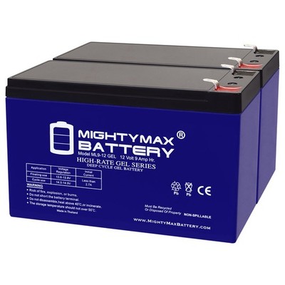 Mighty Max 12V 9AH GEL F2 Replaces Altronics L400Ulada Power Extender - 2 Pack
