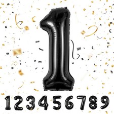 Birthday Numbers Balloon 1 Year | Black Foil Balloon 1 XXL Giant Foli...