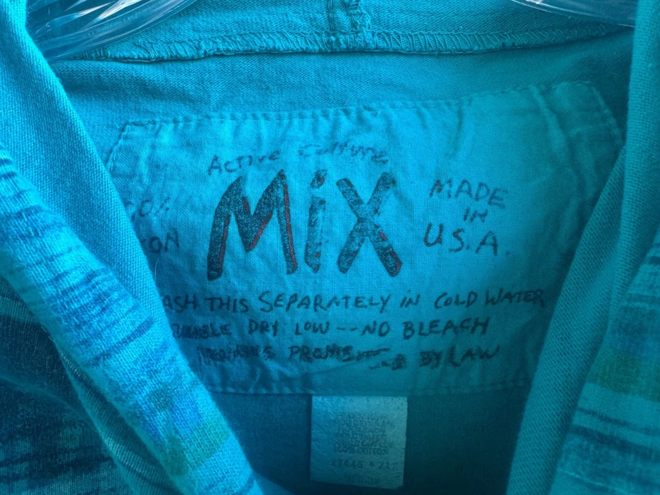 Sudadera Active Culture MIX Manga Larga Azul/Verde Con Capucha 100% Algodón Talla M Foto 3 de 4