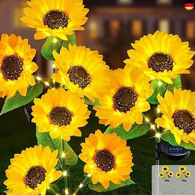 JIMACRO 2 Pack Solar Sonnenblume Lichter, Solar Garten Lichter 6 Sonnenblume