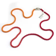 David Yurman 4mm Orange Red Ombre Box Chain Necklace 26" Steel Silver New Unisex