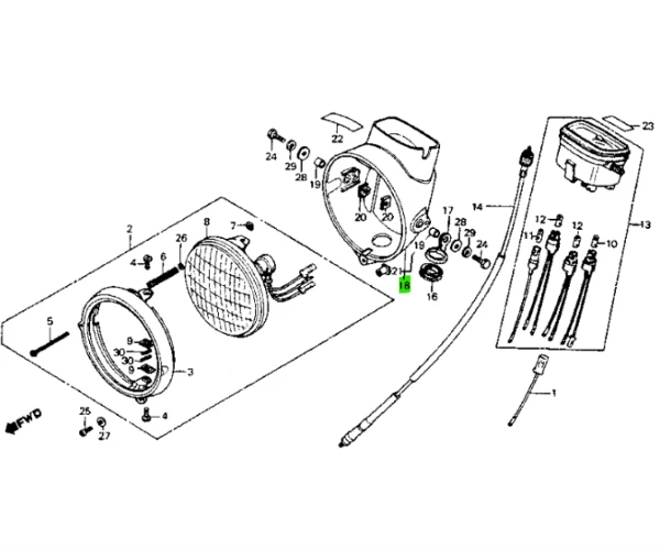 HONDA CT110 A AC BLACK HEADLIGHT CASE 61301-102-701ZA 1980-1986  Genuine JDM - Изображение 2 из 2