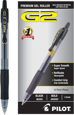 G2 Premium Refillable Retractable Rolling Ball Gel Pens, Bold Point, Black Ink