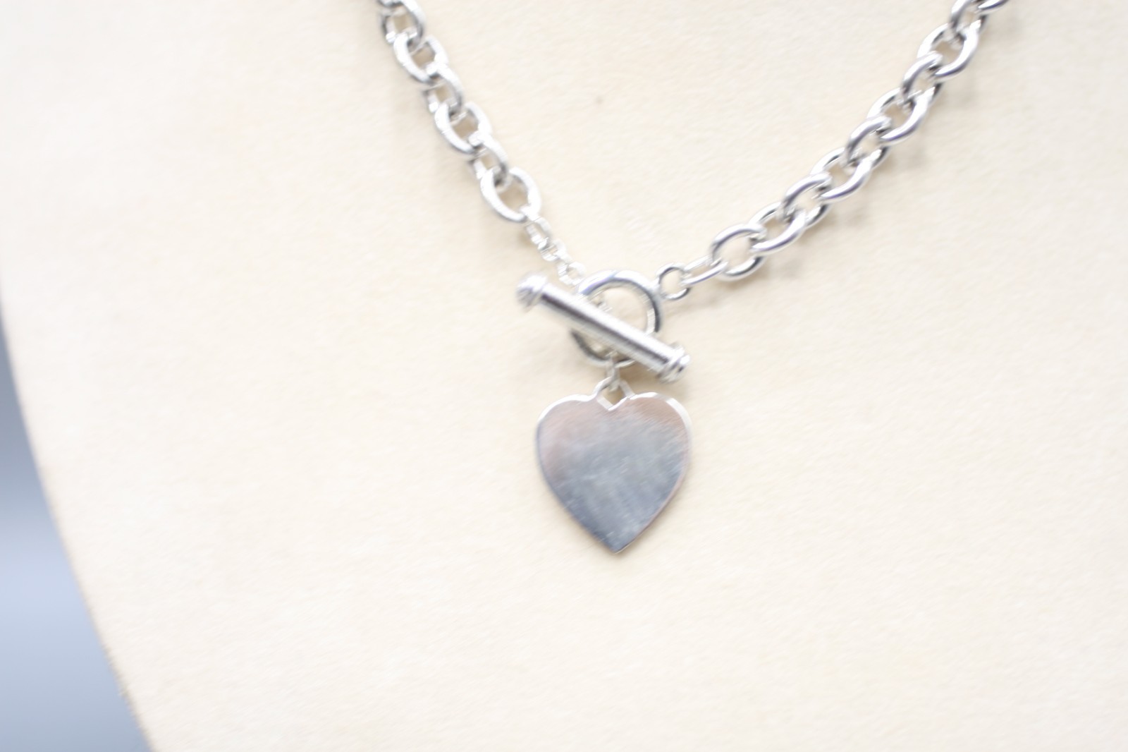Solid Sterling Silver Heart Charm Tag Choker Neck… - image 4