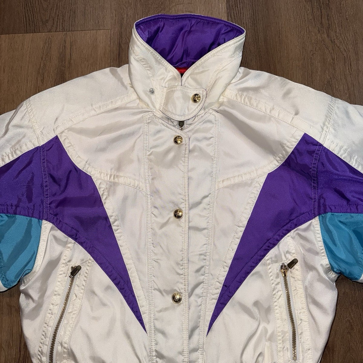 Womens Descente Ski Jacket Snow Coat Pearl White Retro Ski Bunny