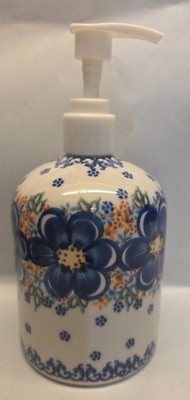 Polish Pottery Soap Dispenser Ceramika ''Garden Bouquet'' Artystyczna UNIKAT EUC