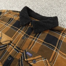 Smiths Workwear Jacket Mens 4XB Brown Sherpa Fleece Lined Shirt Shacket Coat