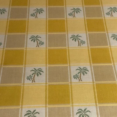 Miami Yellow Palm Tree Plaid Upholstery Fabric - Image 1 of 2