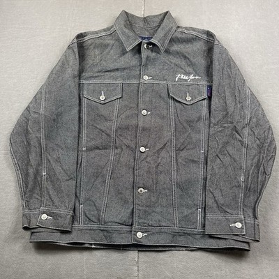 Vintage Phat Farm Denim Jacket XXL Black Flag Logo Hip Hop Y2K Streetwear Button