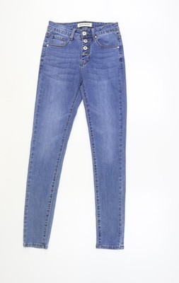 Estee braune Damen Skinny Jeans aus Baumwolle Größe XS L29 mit normalem Knopf